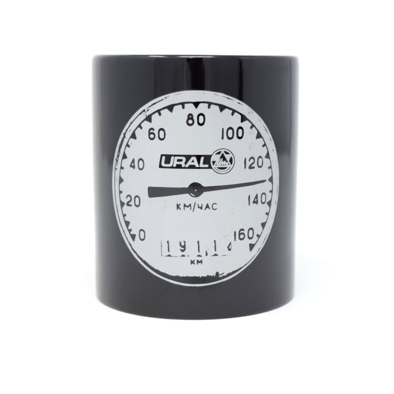 Ural speedometer coffee cup, Ural sidecar accessory via Moto Side Aventure (Ural sidecar dealer)