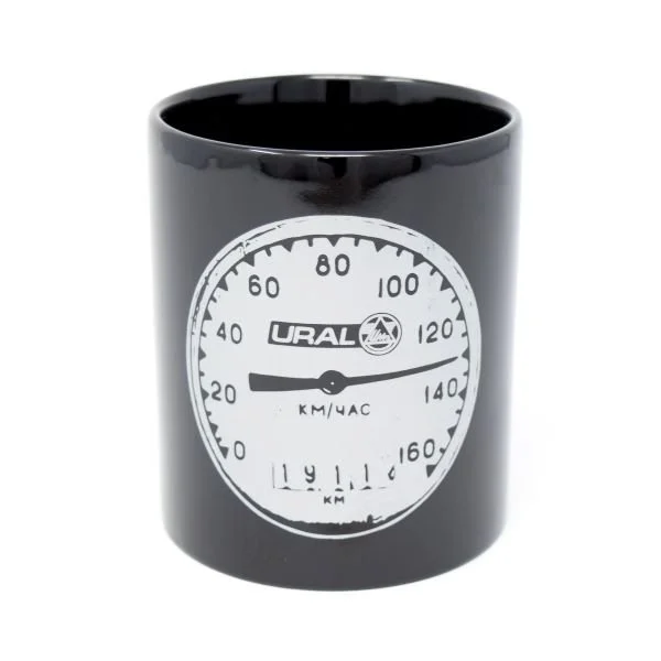 Ural speedometer coffee cup, Ural sidecar accessory via Moto Side Aventure (Ural sidecar dealer)