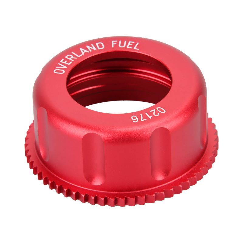 Red CNC aluminum cap, Overland accessory for Ural sidecar via Moto Side Aventure (Ural sidecar dealer)