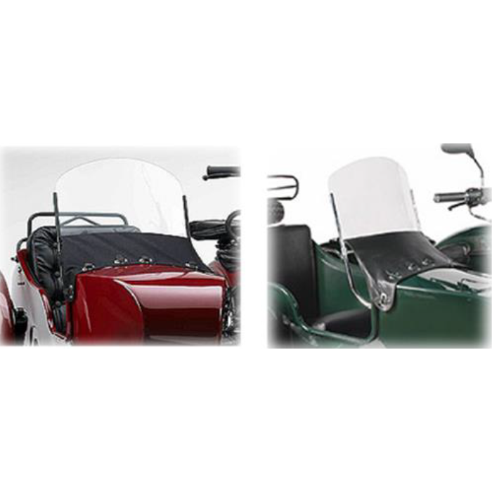 Sidecar windscreen, complete with brackets and all components required for mounting on the basket. This an accessory for Ural side-cars since 2013
