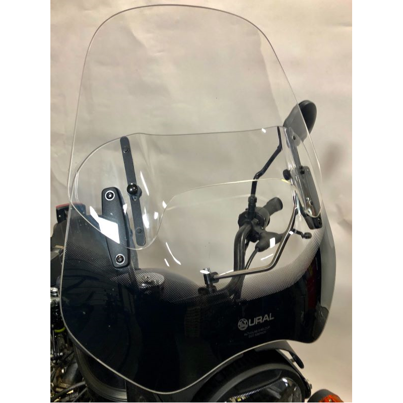 The Ural adjustable Touring windscreen clear is an accessory for Ural sidecars via Moto Side Aventure
