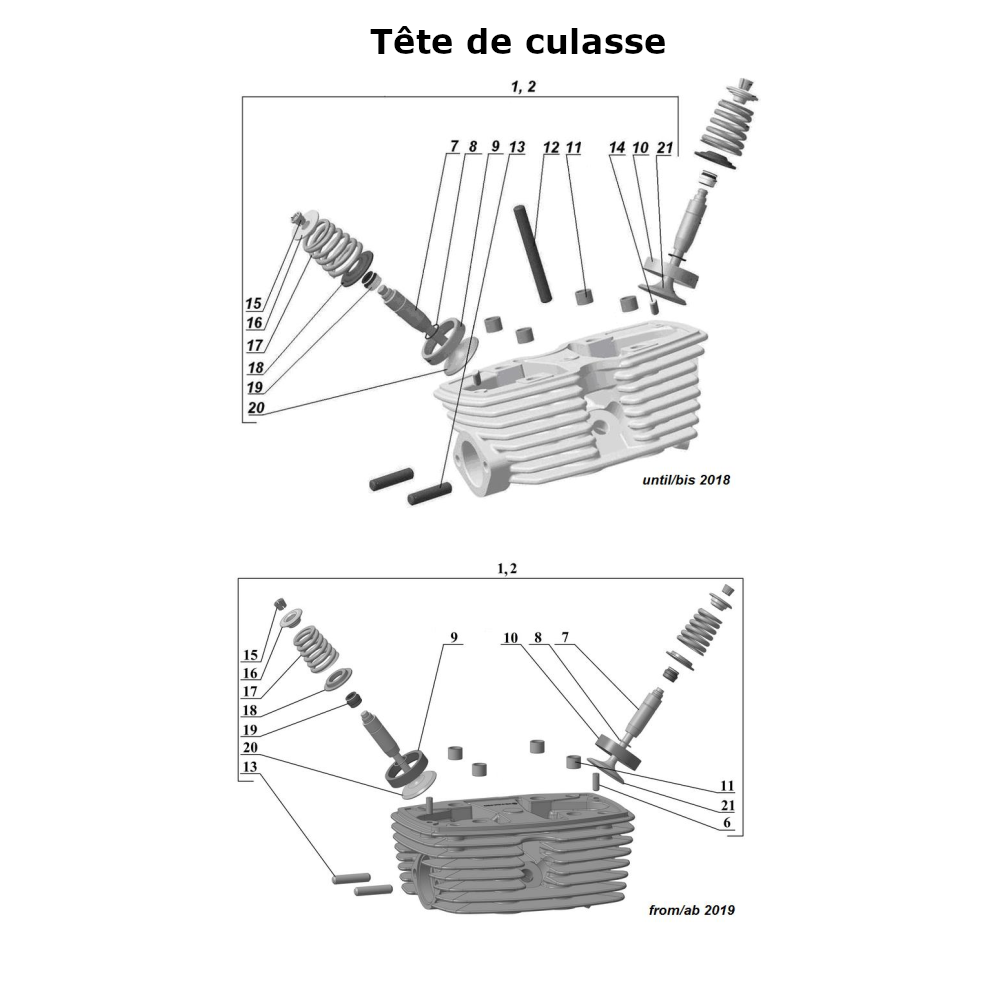Schéma de la culasse, pièce détachée d'origine Ural Motorcycles pour side-car via Moto Side Aventure (concessionnaire Ural side-car)
