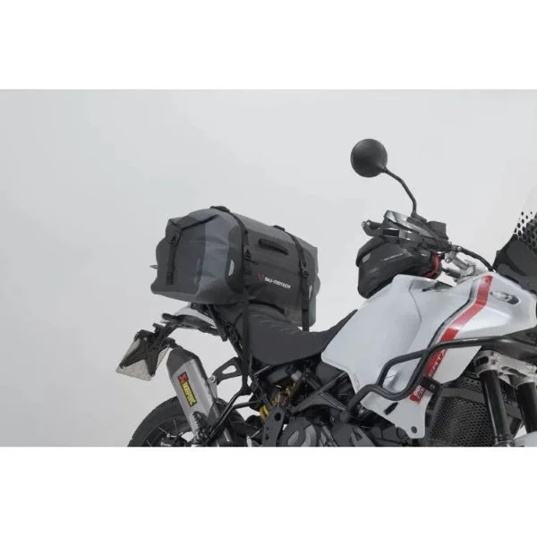 Sacoche de selle Drybag 350 gris/noir, Étanche, 35l, accessoire pour side-car Ural via Moto Side Aventure (concessionnaire side-car Ural)