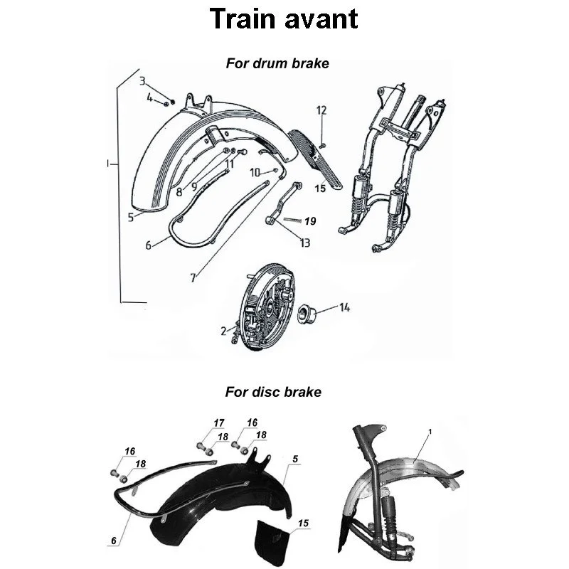 Train avant pour les side-cars Ural Motorcycles dotés d'un moteur à carburateur.