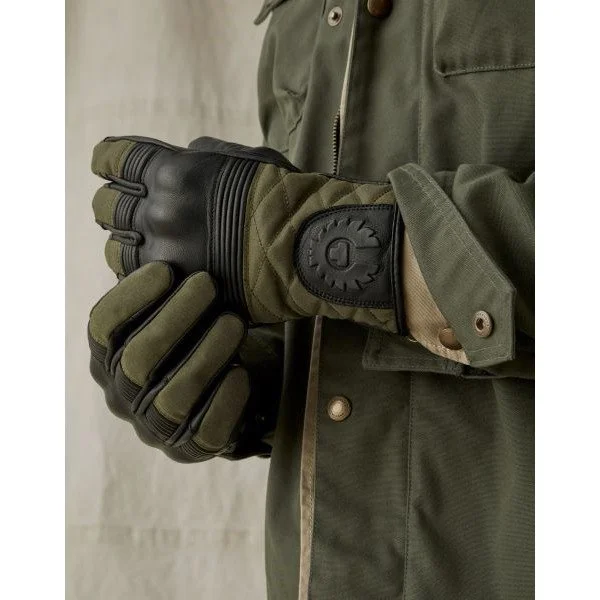 Belstaff Hampstead gloves in waxed leather/cotton