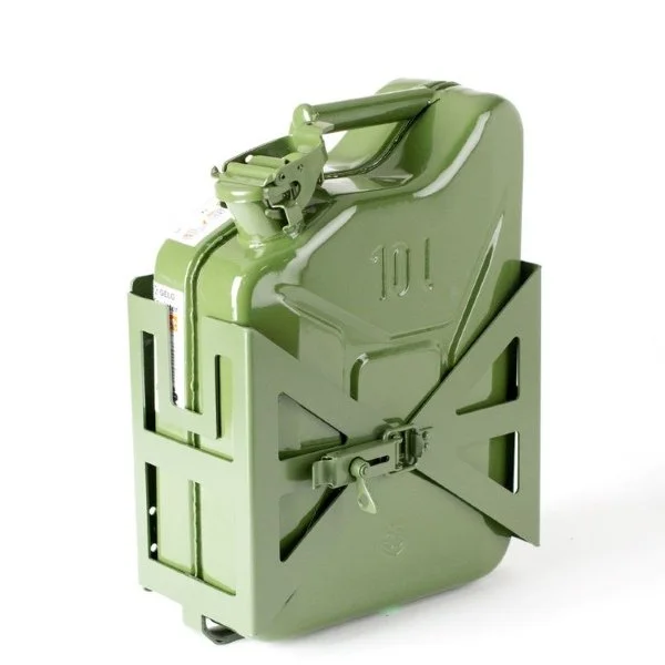 Green jerrycan with stand