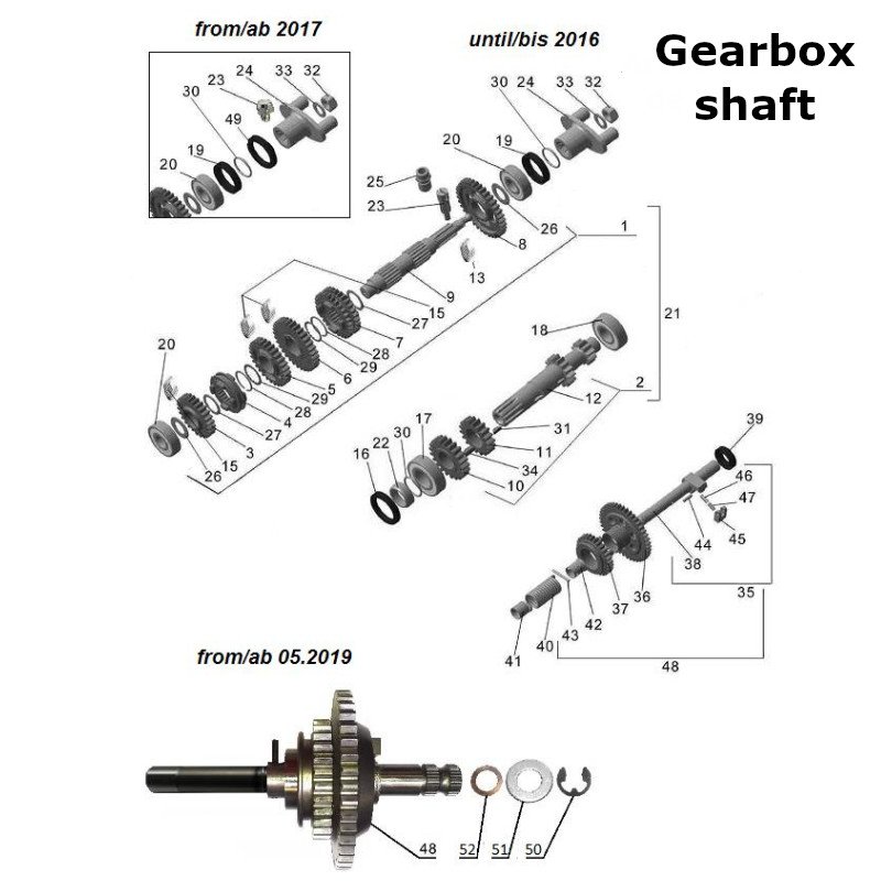 Gearbox shaft for Ural sidecars with EFI injection engine