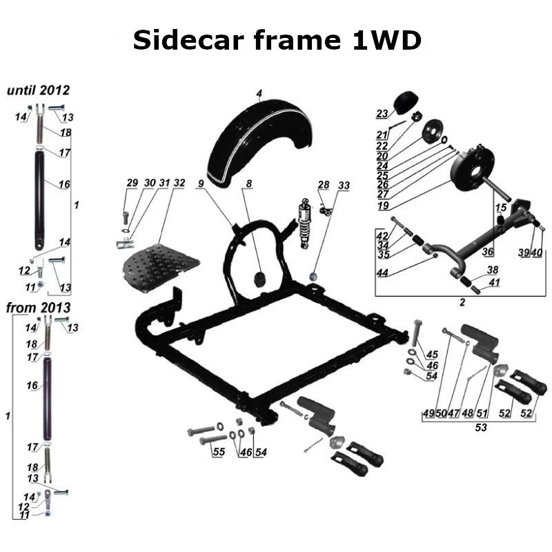 Sidecar frame 1WD for Ural Motorcycles sidecars with EFI injection engine.