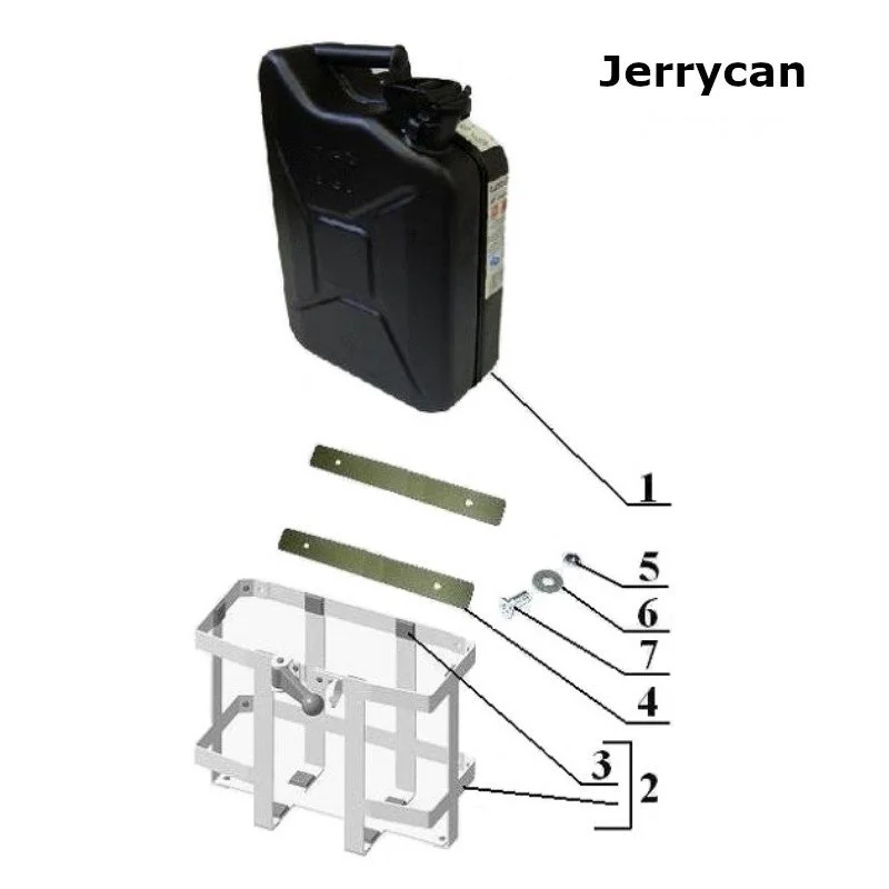 Diagram of the jerrycan, original Ural Motorcycles spare part for sidecar via Moto Side Aventure (Ural sidecar dealer)