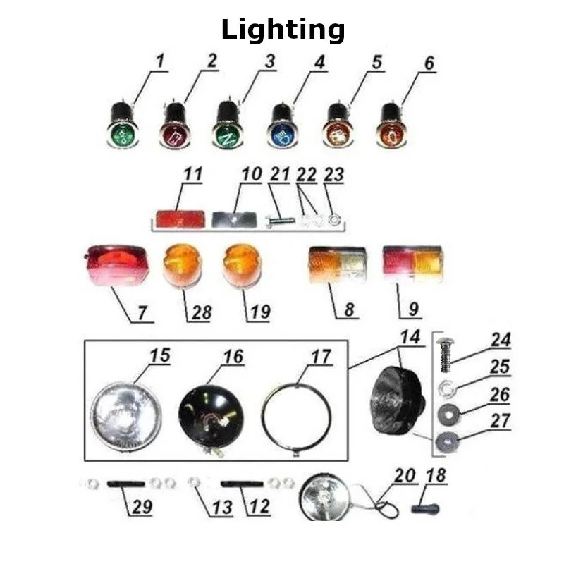 Lighting diagram, original Ural Motorcycles spare part for sidecar via Moto Side Aventure (Ural sidecar dealer)
