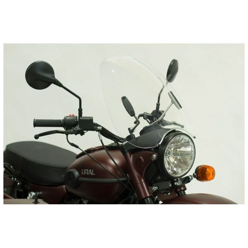 Pare-brise Ural transparent avec kit de montage, accessoire pour side-car Ural via Moto Side Aventure (concessionnaire side-car Ural)