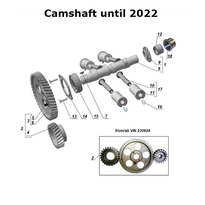 Camshaft until 2022 for Ural sidecars with EFI injection engine