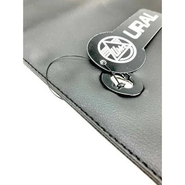 Black vinyl sidecar windshield apron since 2013 is an accessory for Ural sidecars via Moto Side Aventure