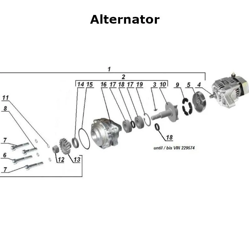 Alternator diagram, genuine Ural Motorcycles sidecar spare part via Moto Side Aventure (Ural sidecar dealer)