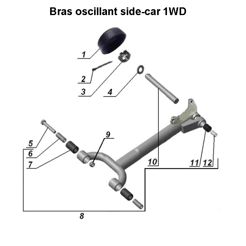 Bras oscillant du side-car 1WD pour les side-cars Ural dotés d'un moteur à injection EFI.
