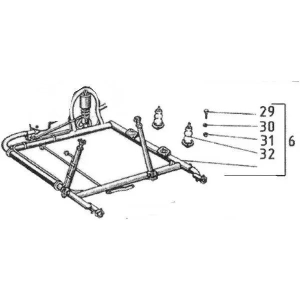 N°6 Châssis de side-car complet avec tampons en caoutchouc pour side-car avec garde-boue (pièce carbu)