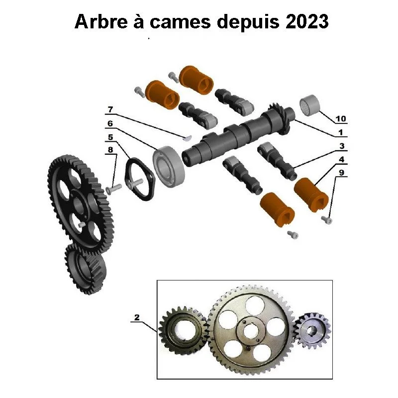 L'arbre à cames depuis 2023 pour les side-cars Ural avec un moteur à injection EFI.
