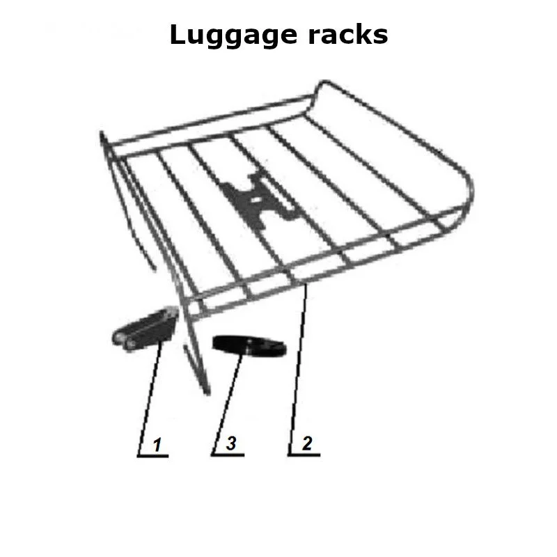 Diagram of the luggage racks, original Ural Motorcycles spare part for sidecar via Moto Side Aventure (Ural sidecar dealer)