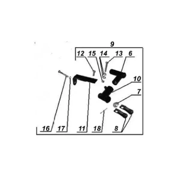N°9 Rear bracket assembly for the sidecar frame 1WD Retro (carburetor part)