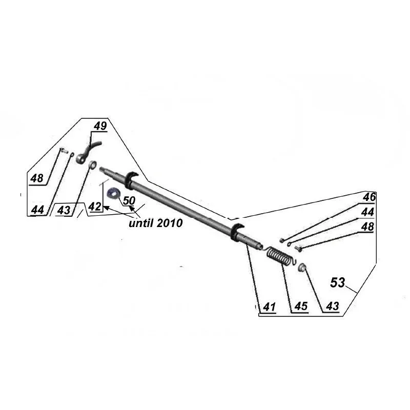 N°53 Locking axle assembly for trunk lid until 2010 for the sidecar trunk (carburetor part)