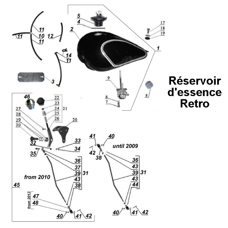 Réservoir d'essence Retro pour les side-cars Ural Motorcycles équipés d'un moteur à carburateur.