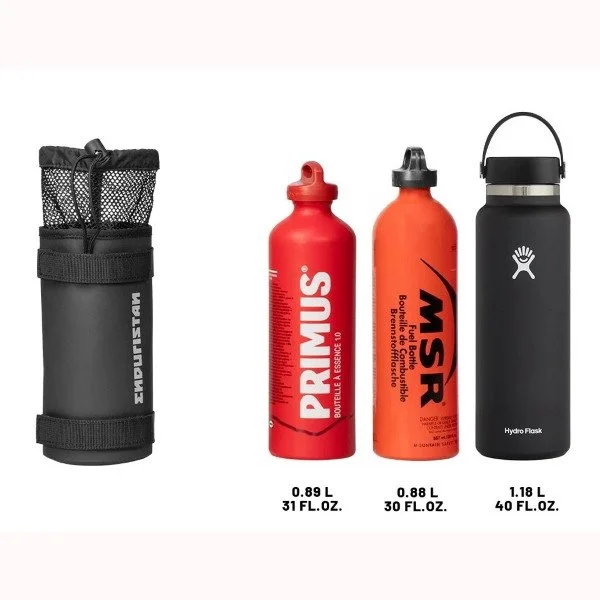 L'étui à bouteille de la marque Enduristan compatible avec les side-cars de marque Ural Motorcycles