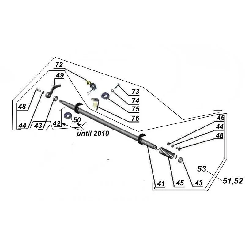 N°51 Locking axle assembly for trunk lid since 2011 including lid lock (carburetor part)
