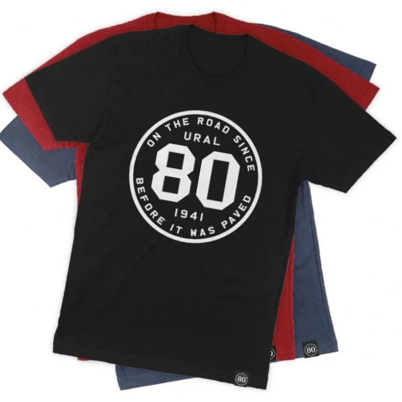 T-Shirt Ural 80ème Anniversaire, 100% coton, vetement/lifestyle par Ural via Moto Side Aventure (concessionnaire side car Ural)