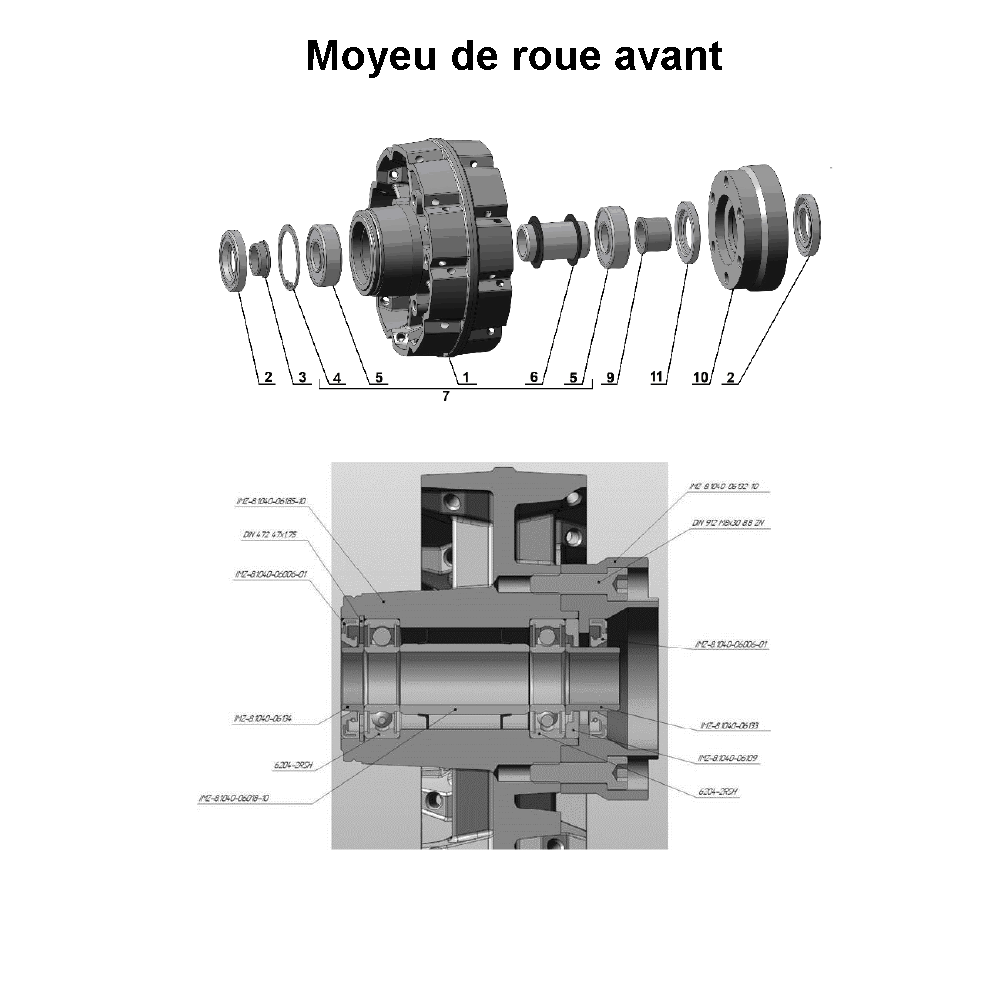 Moyeu de la roue avant pour les side-cars Ural équipés d'un moteur à injection EFI.