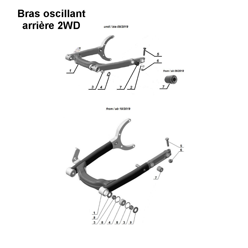 Bras oscillant arrière 2WD pour les side-cars Ural Motorcycles équipés d'un moteur à injection EFI.