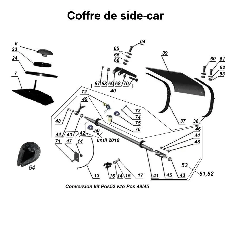 Coffre de side-car pour les side-cars Ural Motorcycles dotés d'un moteur à carburateur.