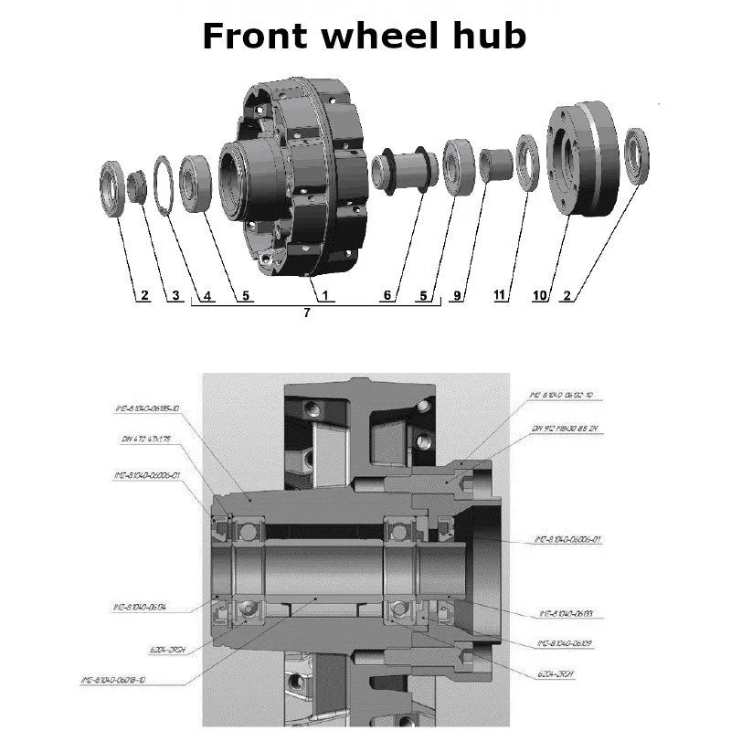 Front wheel hub for Ural Motorcycles sidecars with an EFI injection engine.