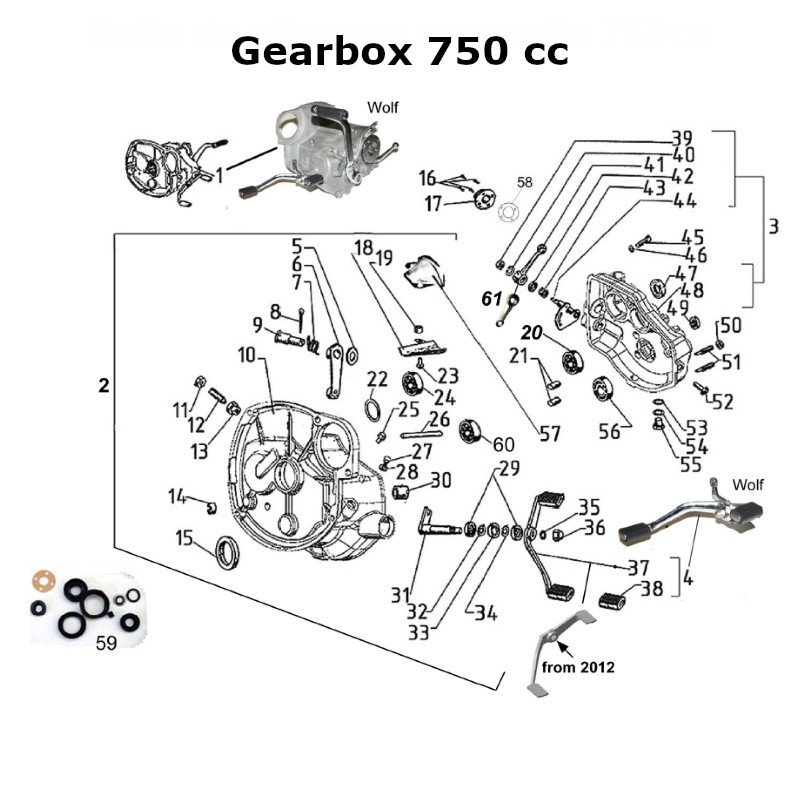 Gearbox 750 cc for Ural sidecars with carburetor engine.