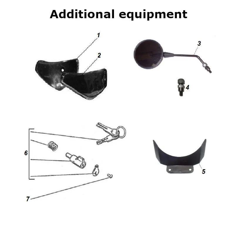 Diagram of the additional equipment, original Ural Motorcycles spare part for sidecar via Moto Side Aventure (Ural sidecar dealer)