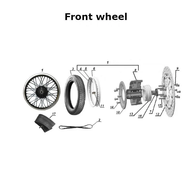 Front wheel for Ural Motorcycles sidecars with EFI injection engine.