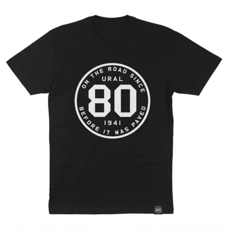 T-Shirt Ural 80ème Anniversaire noir, 100% coton, vetement/lifestyle par Ural via Moto Side Aventure (concessionnaire side car Ural)