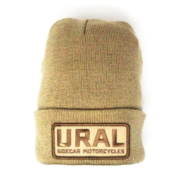 Ural Text Badge Knit Beanie, Sahara