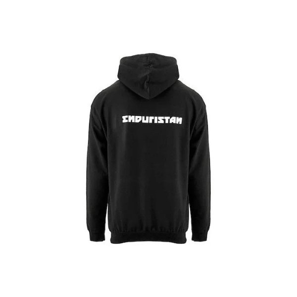 Las sudaderas con capucha negras con el logotipo de la marca Enduristan son accesorios para sidecares Ural que ofrece Moto Side Aventure.