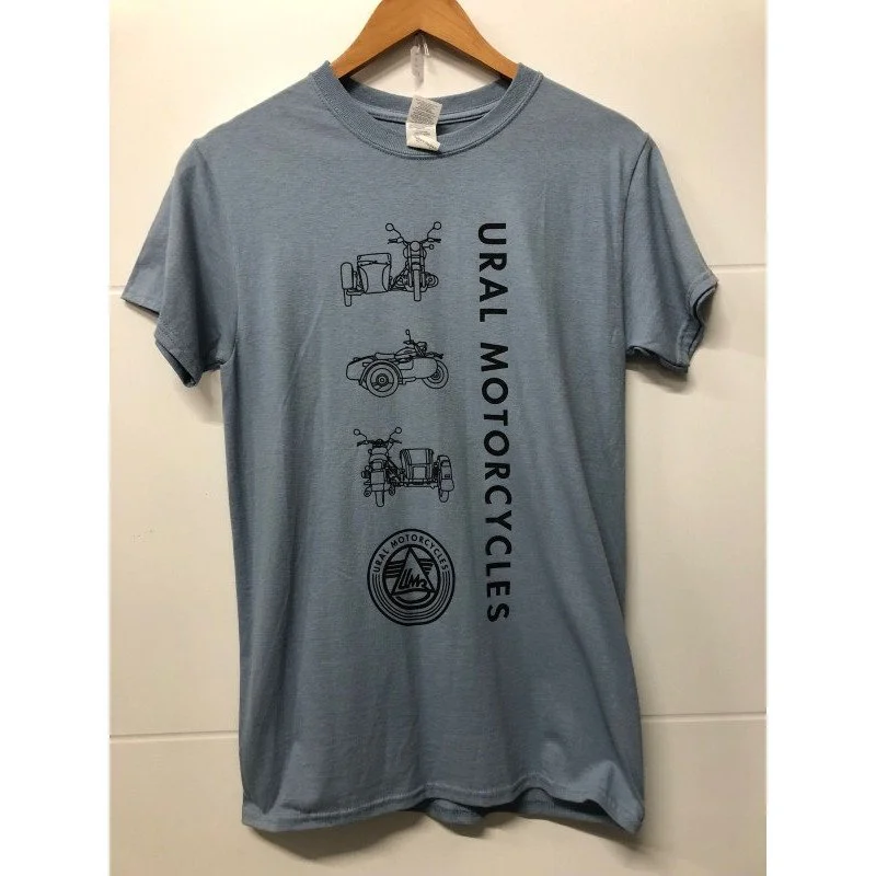 T-shirt Ural side-car bleu, vetement/life style par Ural via Moto Side Aventure (concessionnaire side car Ural)