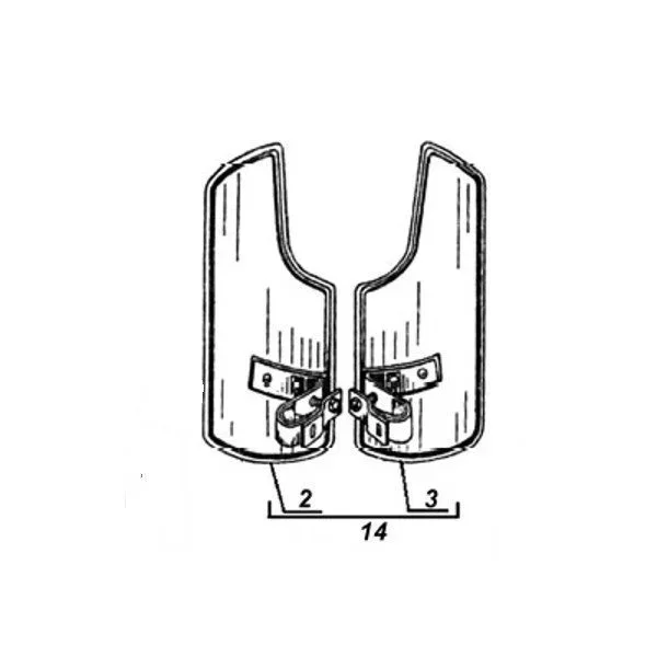 N°14 Set of leg mudguards (plastic) with mounting for the leg protection (carburetor part)