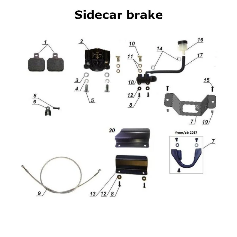 Diagram of the sidecar brake, original Ural Motorcycles spare part for sidecar via Moto Side Aventure (Ural sidecar dealer)