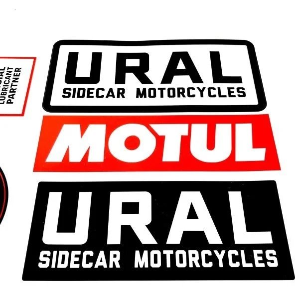 Feuilles d'autocollants, Ural x MOTUL, 5 pièces, cet ensemble vous permettre de personnaliser votre side car, accessoire side-car Ural via Moto Side Aventure (concessionnaire side-car Ural)