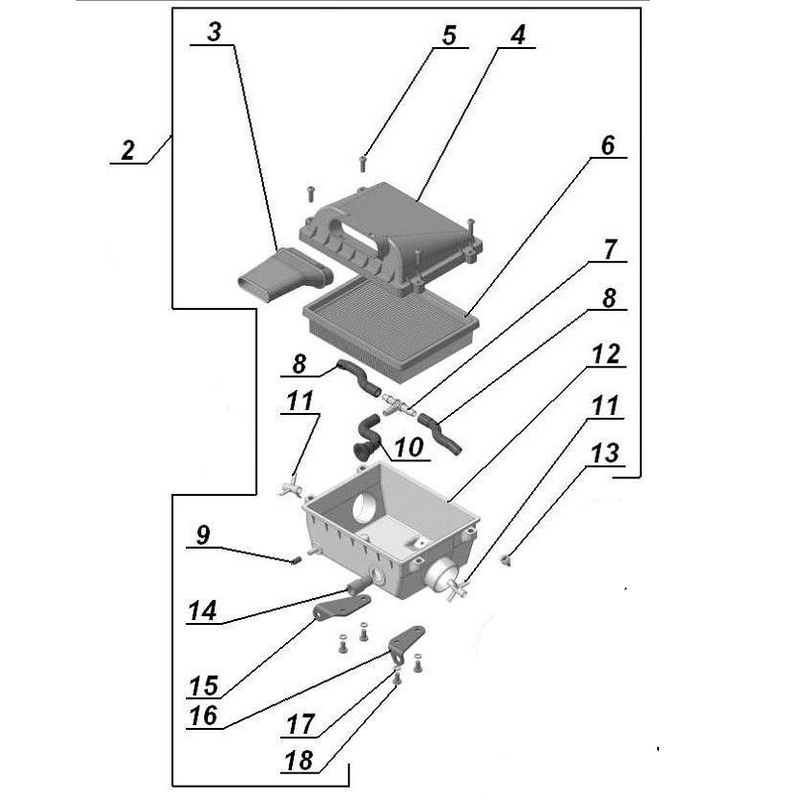 Boîte de filtre à air complète en plastique 2014-2015, pièce détachée d'origine Ural Motorcycle pour sidecar via Moto Side Aventure (concessionnaire side-car Ural)