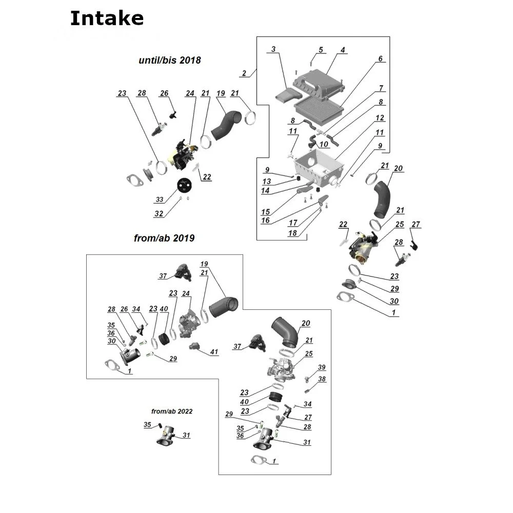 Intake diagram, original Ural Motorcycles spare part for sidecar via Moto Side Aventure (Ural sidecar dealer)