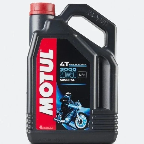 Huile moteur Motul 3000 20w50 est une huile minérale pour side-cars 4T convenant à tout type de side-cars à 4 temps