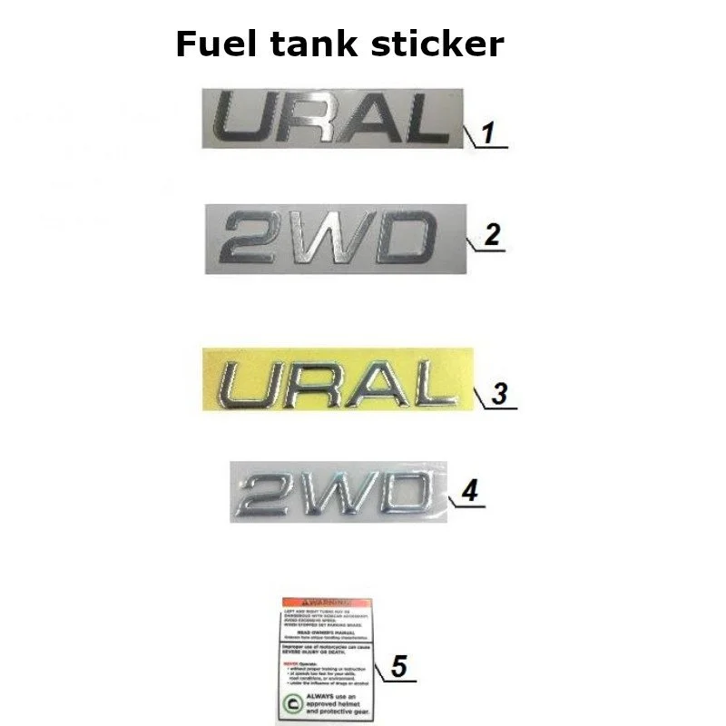Fuel tank stickers for Ural Motorcycles sidecars with an EFI injection engine.