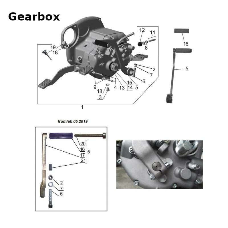Diagram of the gearbox, original Ural Motorcycles spare part for sidecar from Moto Side Aventure (Ural sidecar dealer)