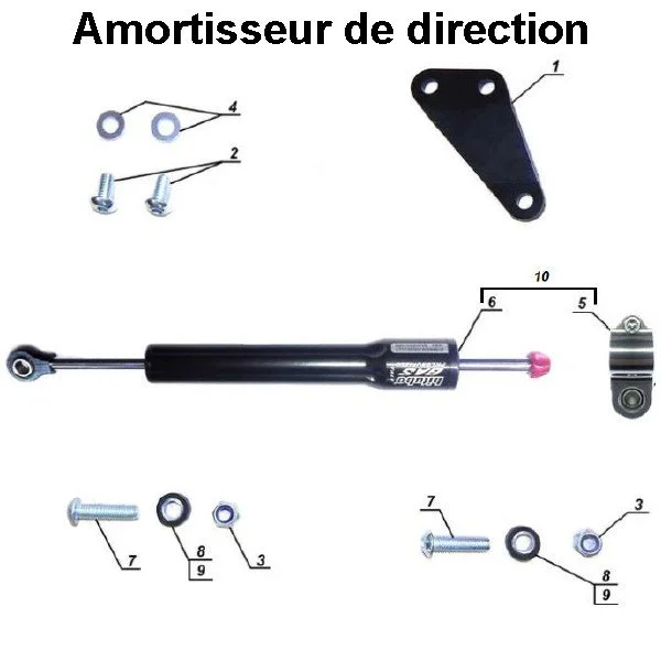 Amortisseur de direction pour les side-cars Ural Motorcycles équipés d'un moteur à injection EFI.