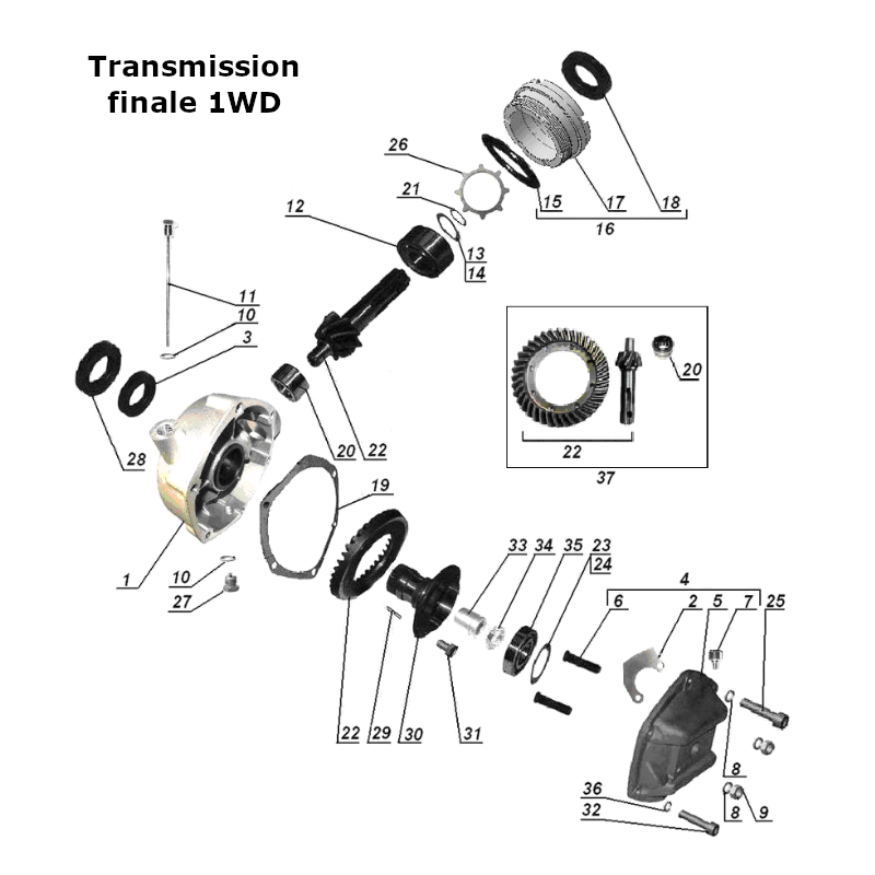 Transmission finale 1WD pour les side-cars Ural dotés d'un moteur à injection EFI