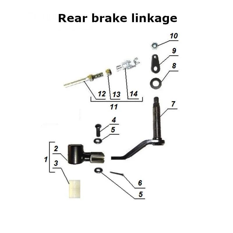 Diagram of the rear brake linkage, original Ural Motorcycles spare part for sidecar via Moto Side Aventure (Ural sidecar dealer)